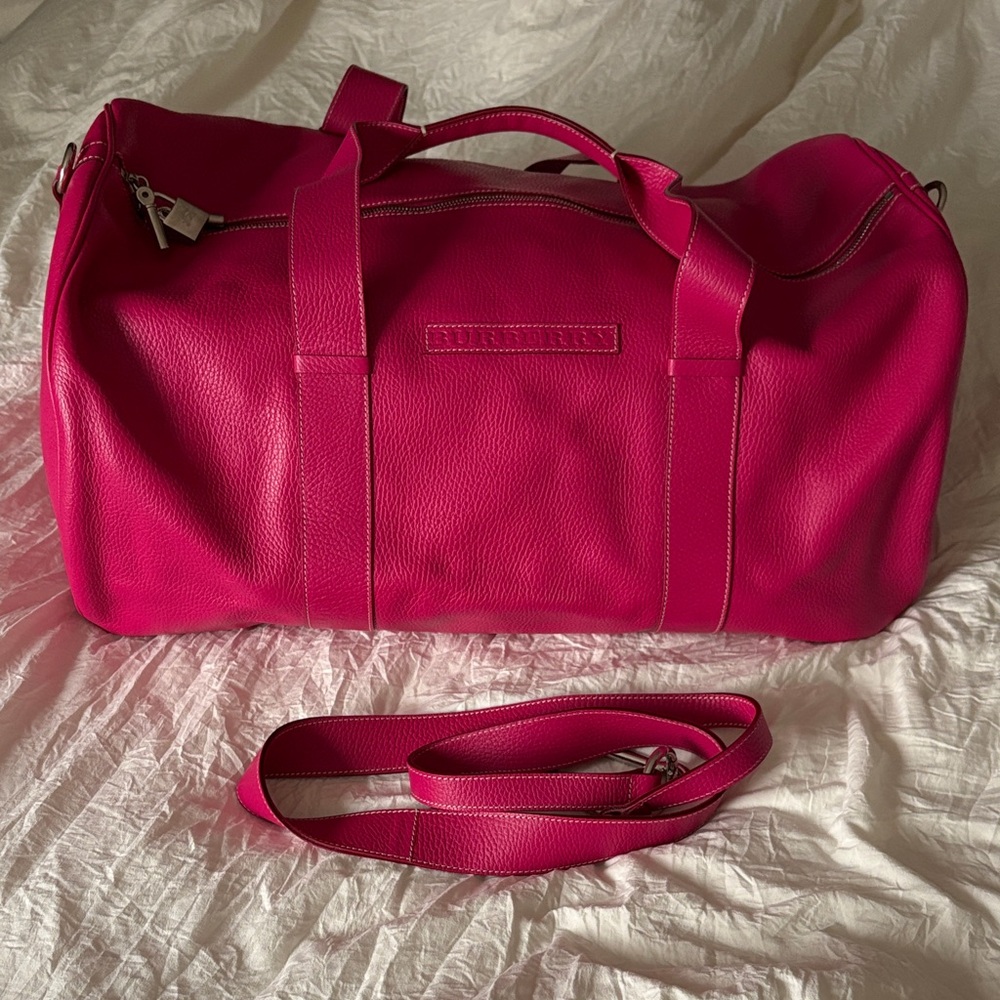 Burberry Pink Leather Travel Bag